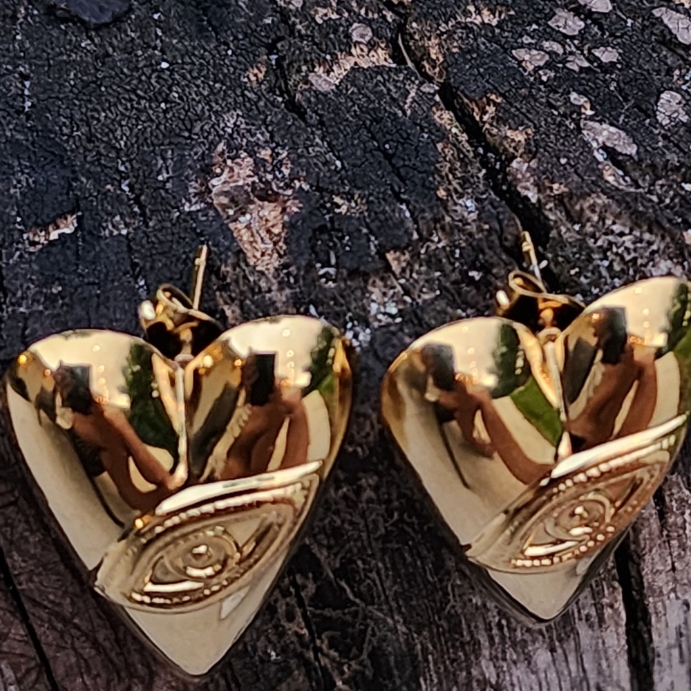 Anthropologie Jewelry Heart Eyes 14K Gold Plated Earrings Unique Jewelry - Picture 5 of 11